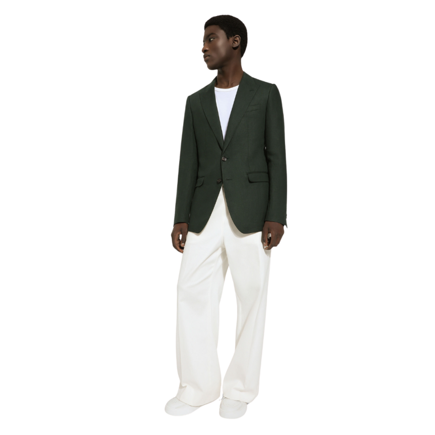 Veste Taormina ajustée DOLCE & GABBANA lin vert simple boutonnage