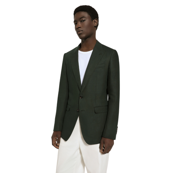 Veste Taormina ajustée DOLCE & GABBANA lin vert simple boutonnage
