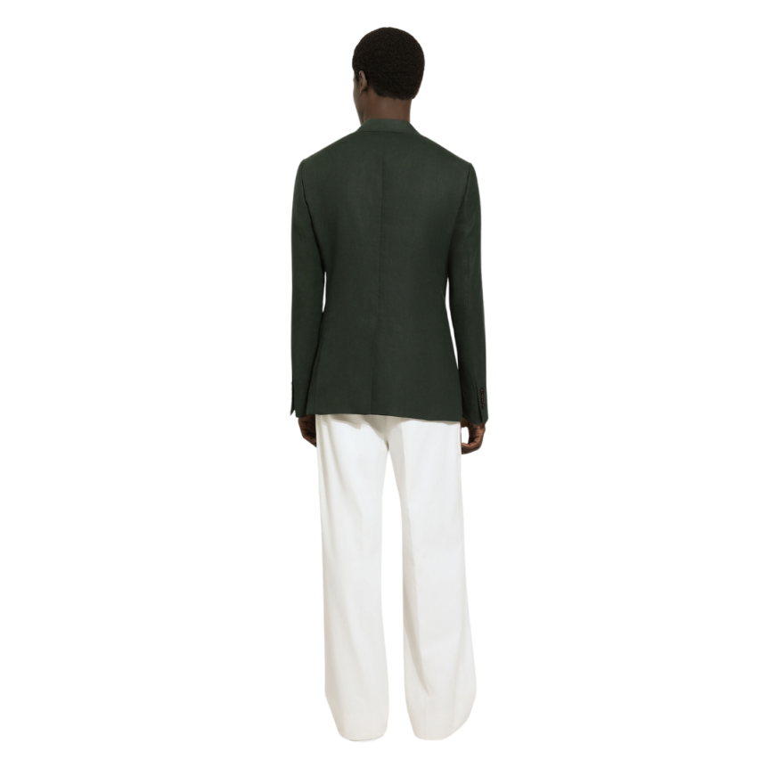 Veste Taormina ajustée DOLCE & GABBANA lin vert simple boutonnage