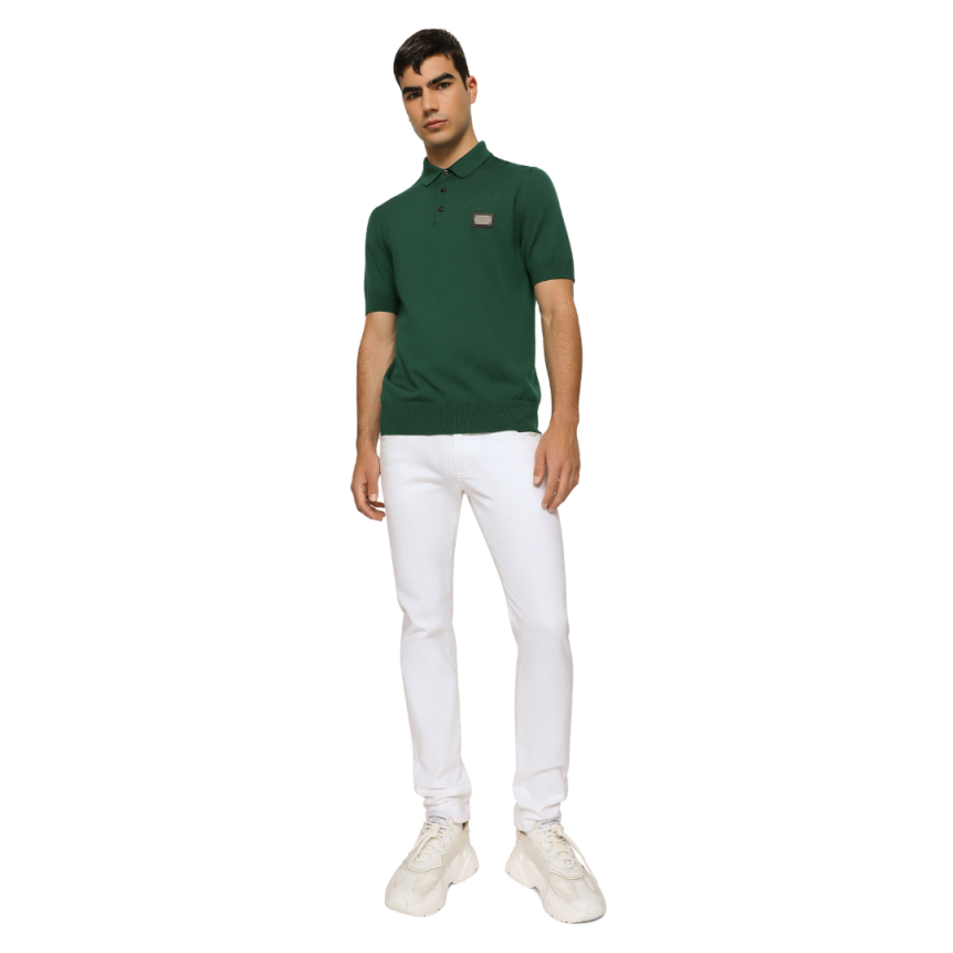 Jeans DOLCE & GABBANA Skinny denim stretch coton blanc plaque