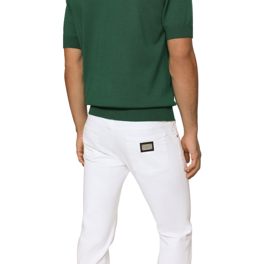 Jeans DOLCE & GABBANA Skinny denim stretch coton blanc plaque