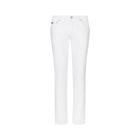 Dolce & Gabbana Black Cotton Logo Plaque Skinny Denim Jeans