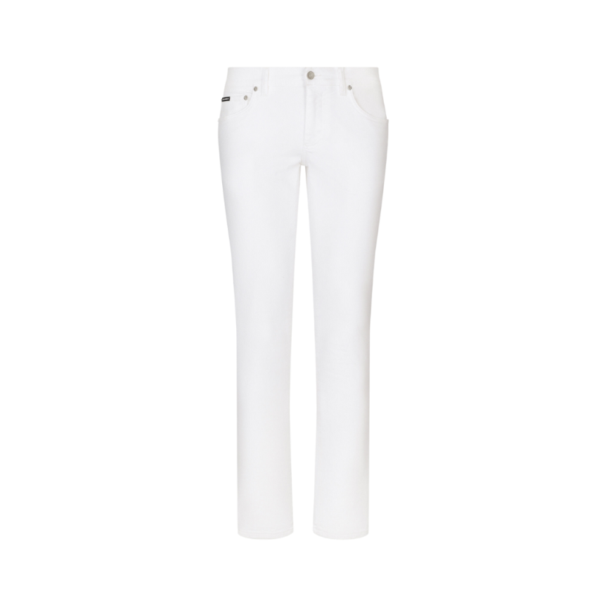 Jeans DOLCE & GABBANA Skinny denim stretch coton blanc plaque
