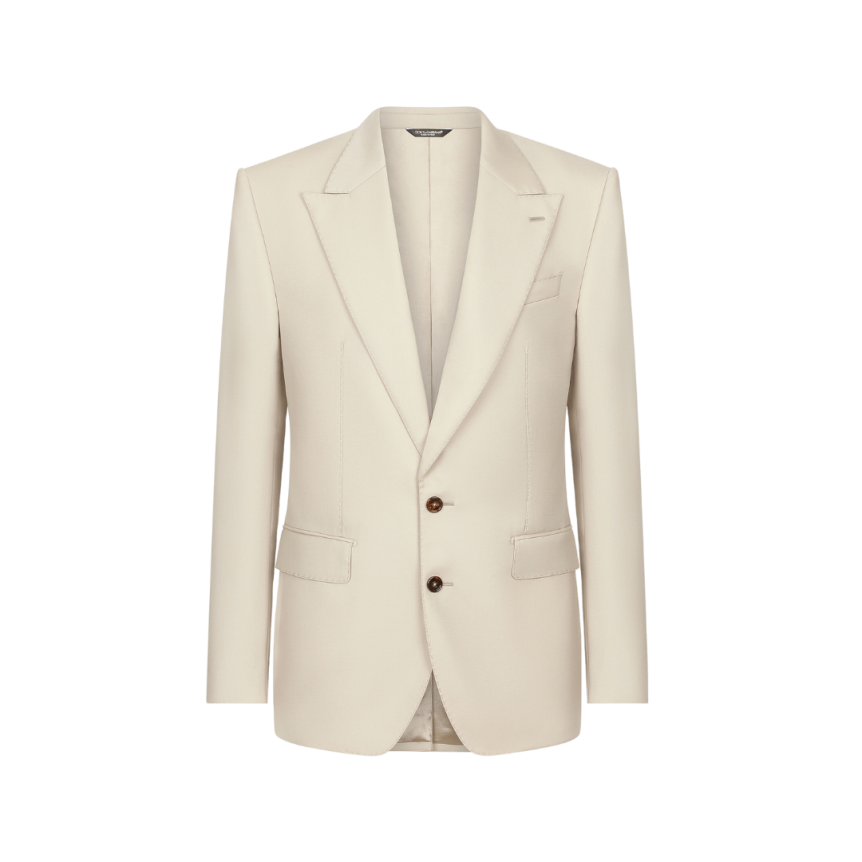Veste Sicilia DOLCE & GABBANA simple boutonnage col flèche laine beige