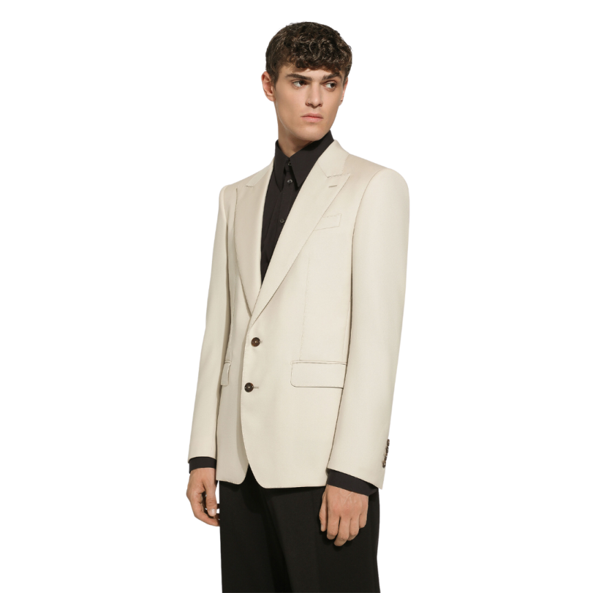Veste Sicilia DOLCE & GABBANA simple boutonnage col flèche laine beige