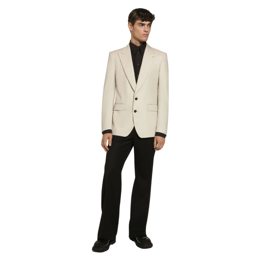 Veste Sicilia DOLCE & GABBANA simple boutonnage col flèche laine beige