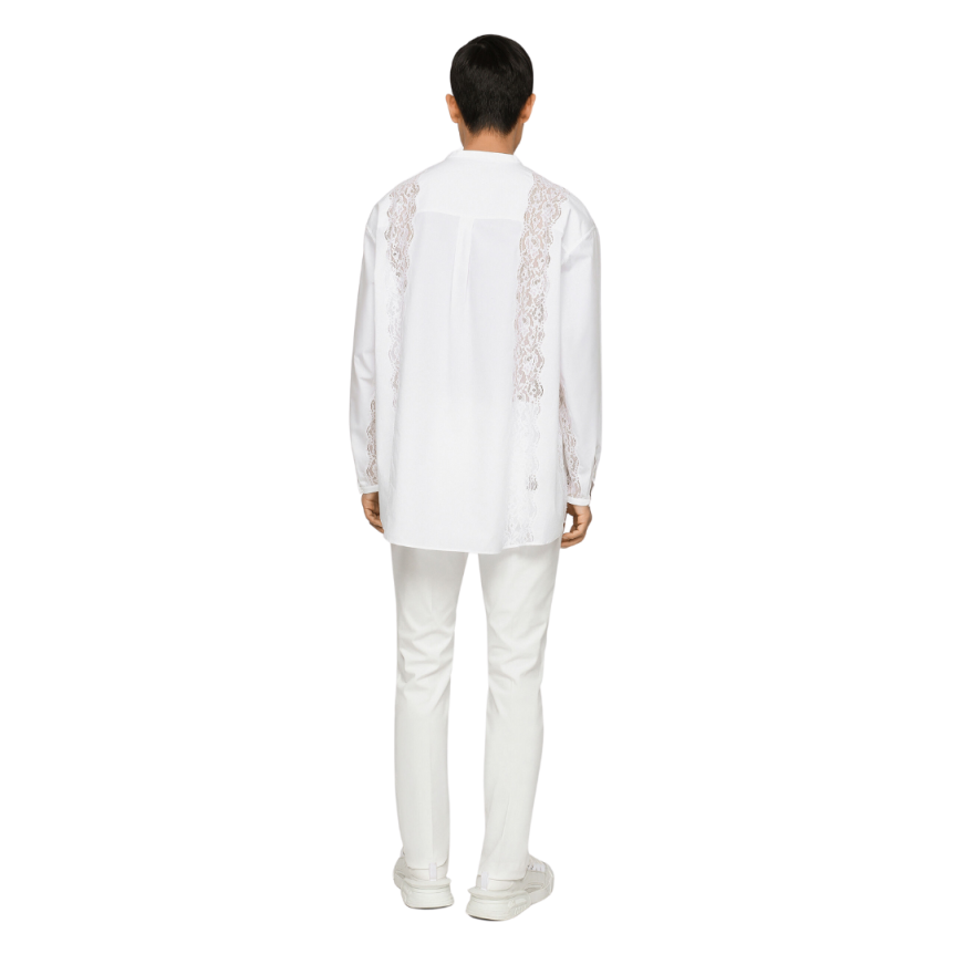 Pantalon DOLCE & GABBANA coton stretch blanc étiquette plaque logo