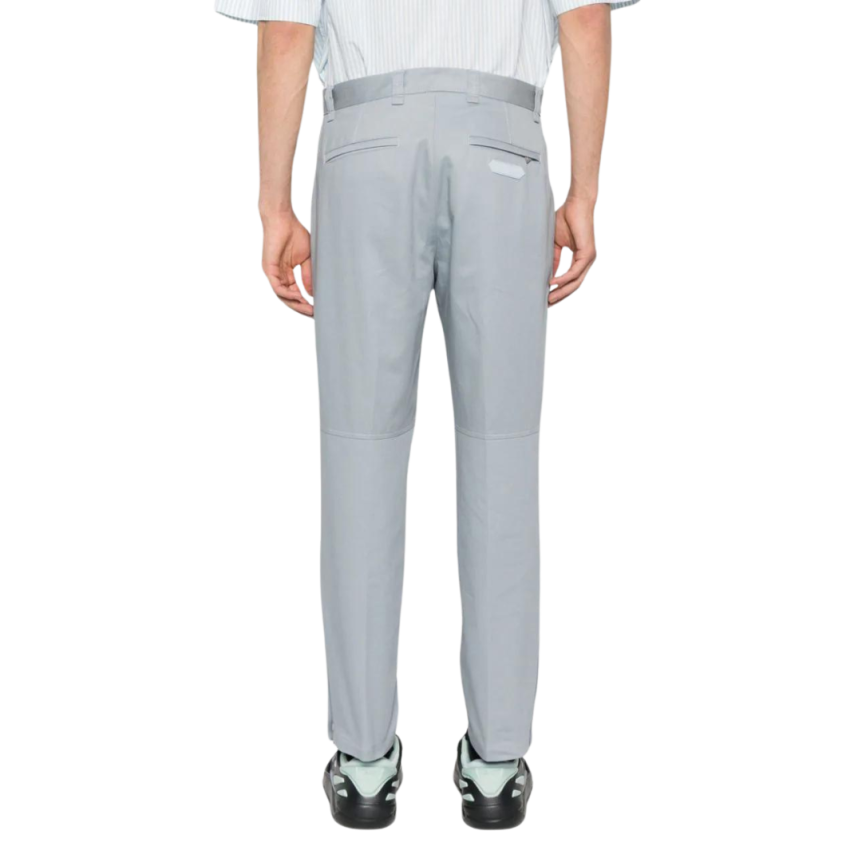Pantalon LANVIN Biker coupe droite coton gris bleu bas zippé