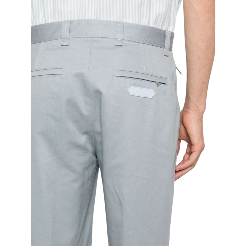 Pantalon LANVIN Biker coupe droite coton gris bleu bas zippé