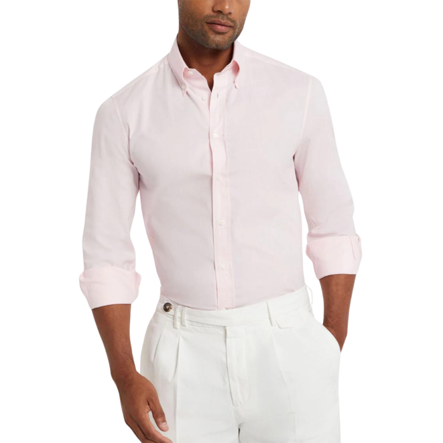 Chemise BRUNELLO CUCINELLI manche longue col boutonné coton rose
