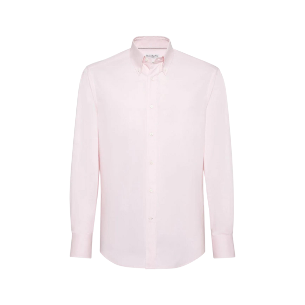 Chemise BRUNELLO CUCINELLI manche longue col boutonné coton rose