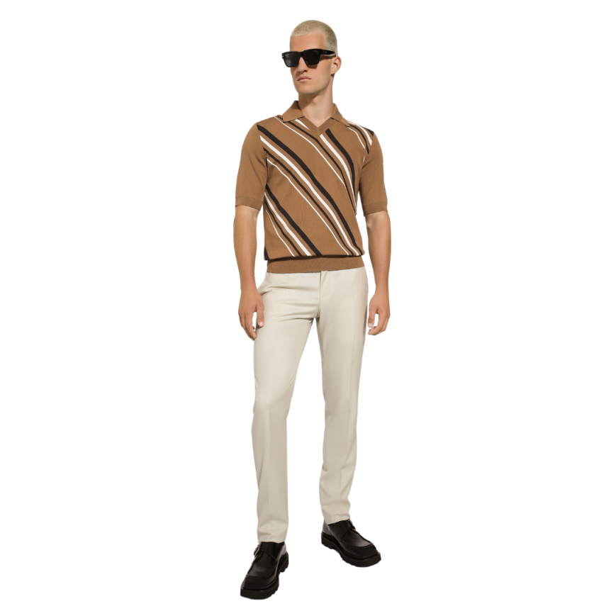 Pantalon ajusté DOLCE & GABBANA laine vierge beige