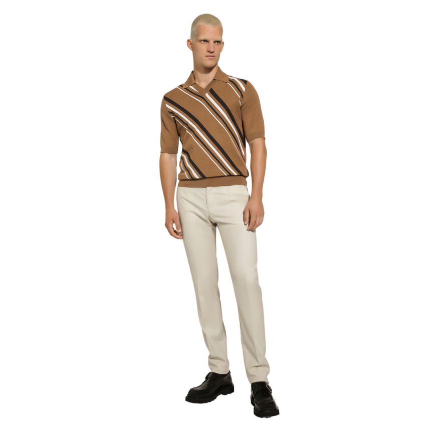 Pantalon ajusté DOLCE & GABBANA laine vierge beige