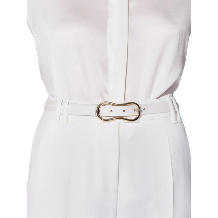 Ceinture fine BARBARA BUI cuir écru Boucle dorée