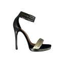 Sandales talon bride cuir argent python