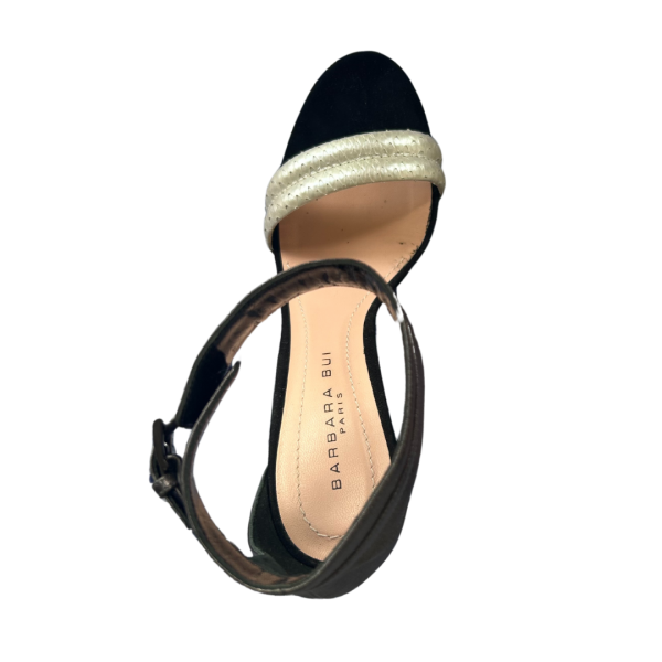 BARBARA BUI Sandales talon bride cuir argent python