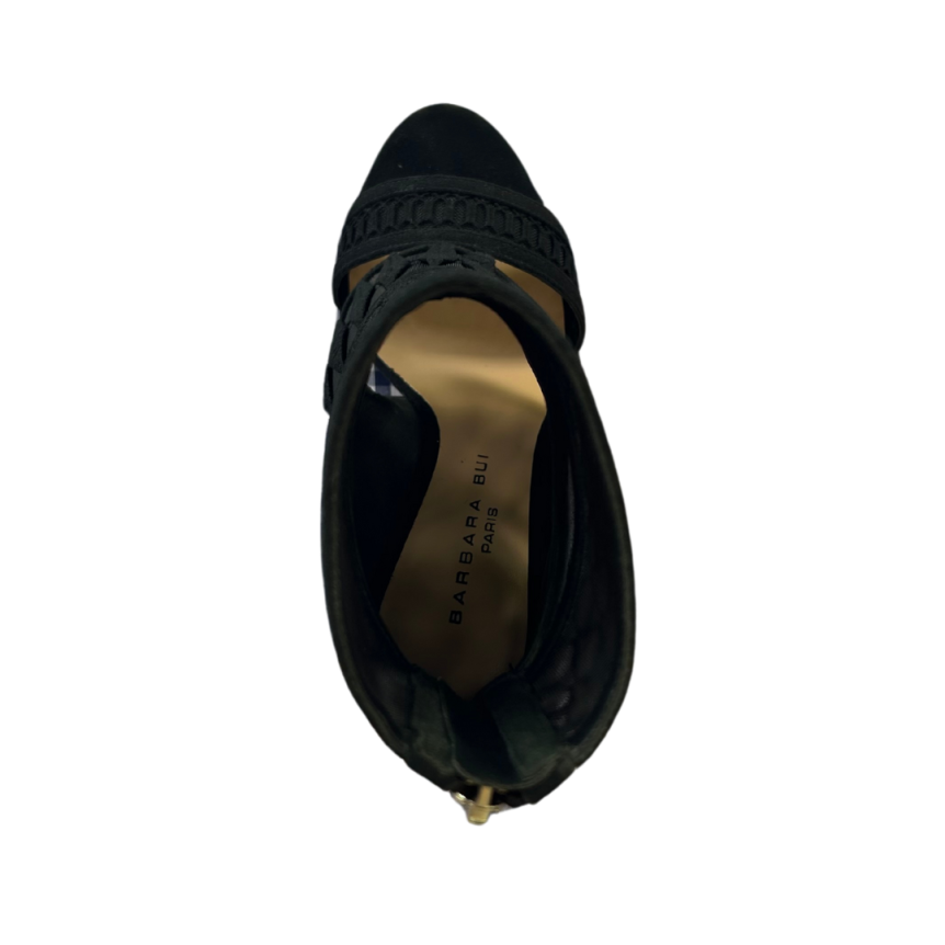 BARBARA BUI Bottines talon ouvertes resille perles noir
