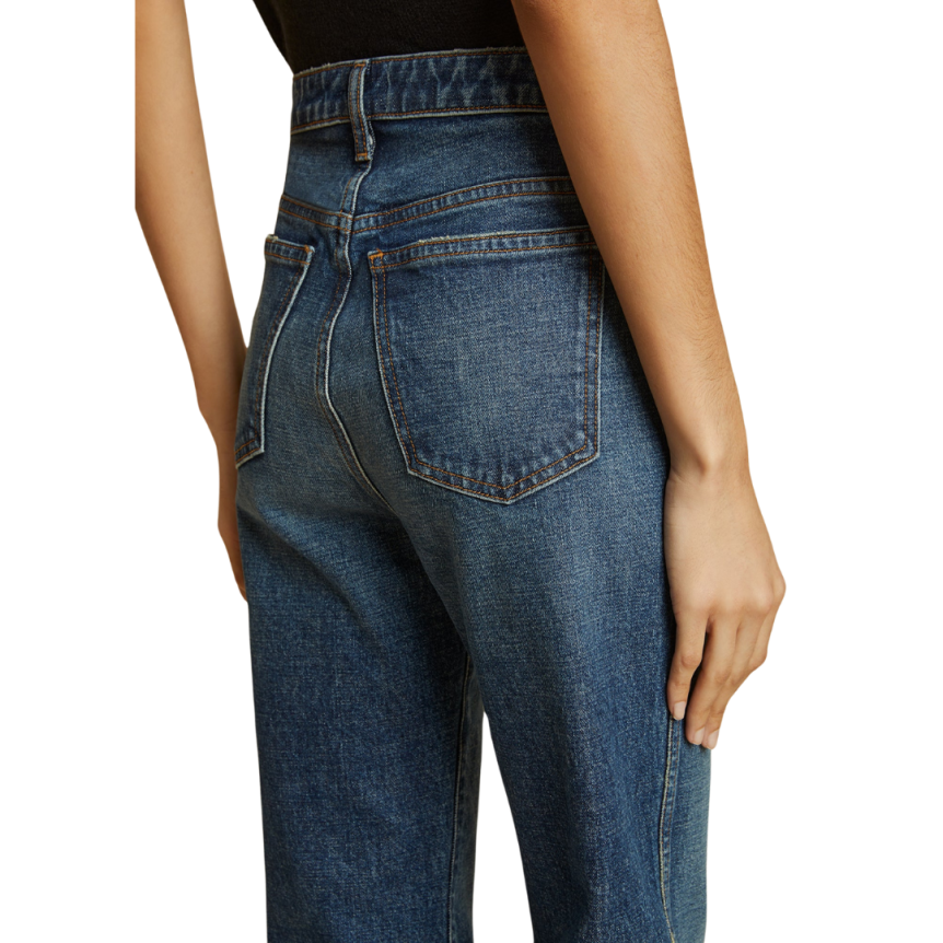 Jeans KHAITE Danielle taille haute denim coton stretch bleu archer