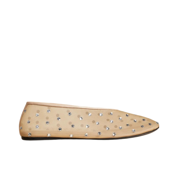 Ballerine plate KHAITE Marcy flat beige cristaux swarovski