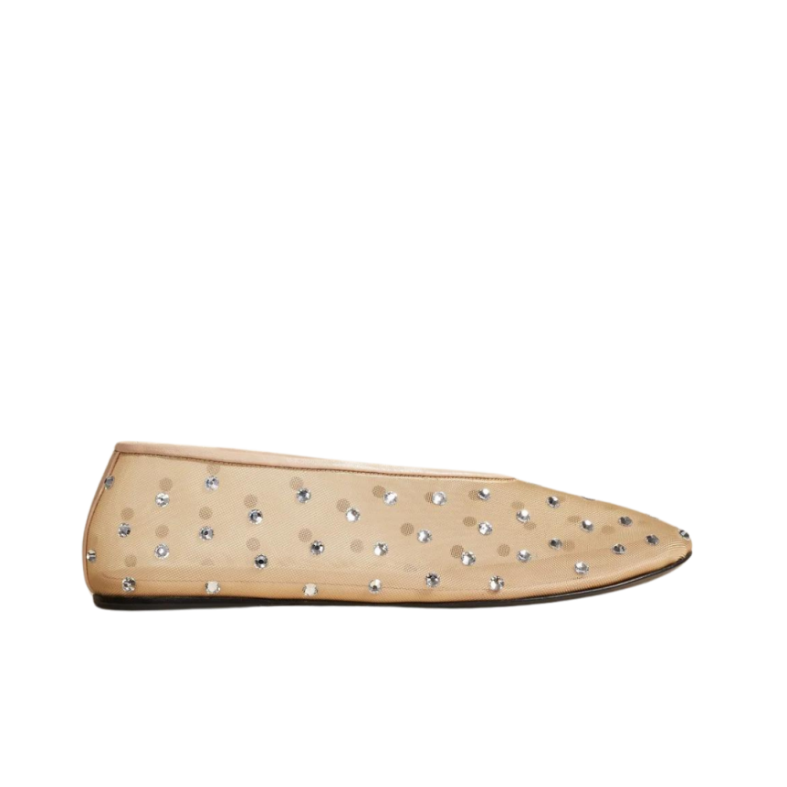 Ballerine plate KHAITE Marcy flat beige cristaux swarovski