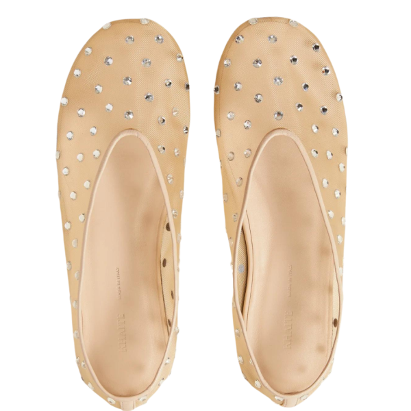 Ballerine plate KHAITE Marcy flat beige cristaux swarovski