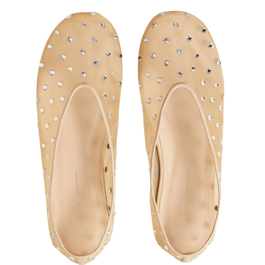 Ballerine plate KHAITE Marcy flat beige cristaux swarovski