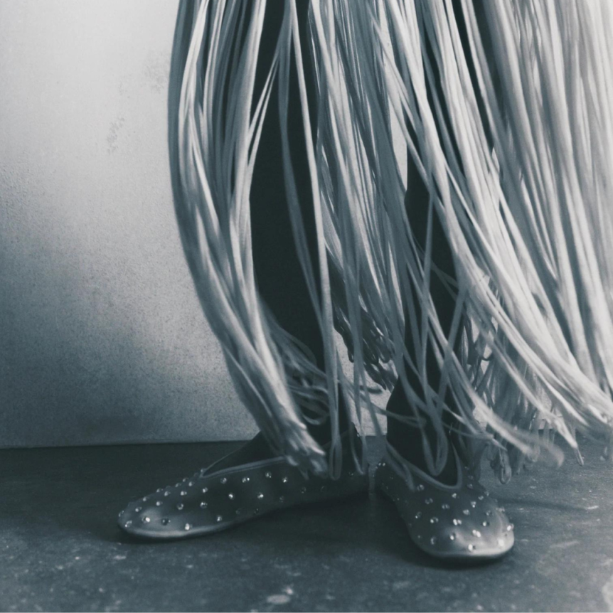 Ballerine plate KHAITE Marcy flat beige cristaux swarovski