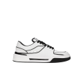 Sneakers New Roma cuir veau blanc noir effet 3D logo