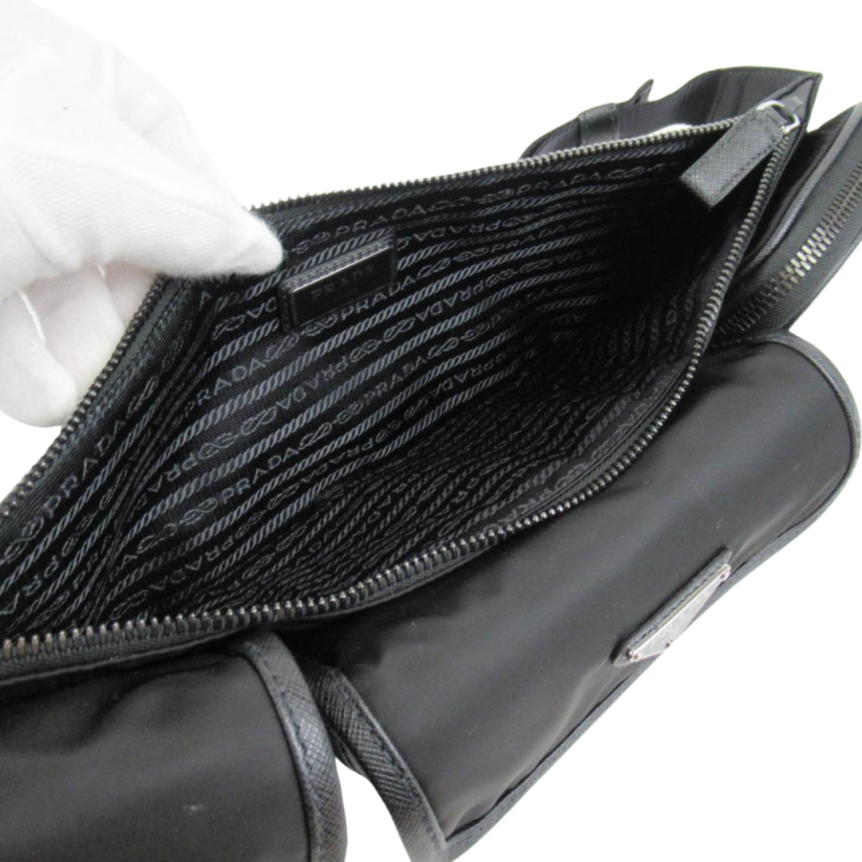 Sac banane à design multipoches nylon noir