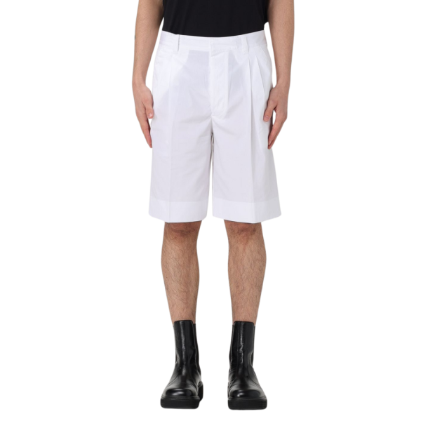 Bermuda PRADA coton blanc logo triangle ton sur ton