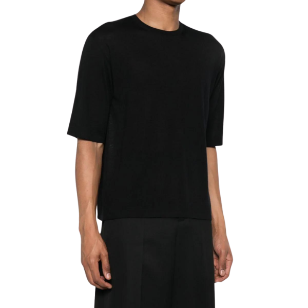 Pull SAINT LAURENT manche courte col rond cachemire noir