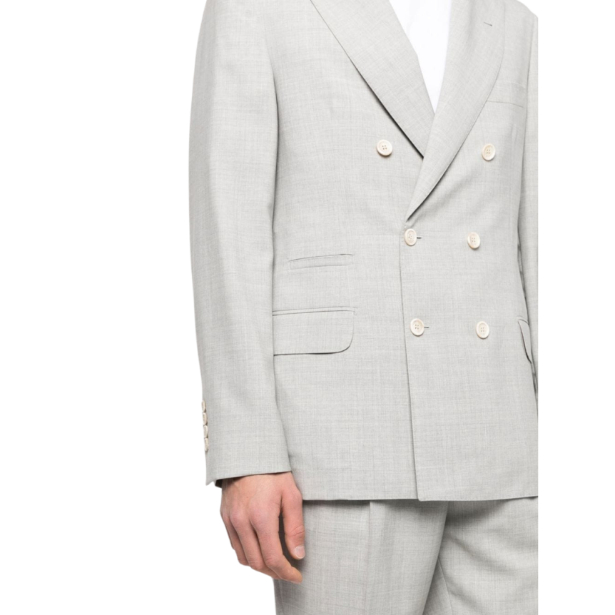 Costume BRUNELLO CUCINELLI  veste à boutonnière croisée laine vierge gris clair