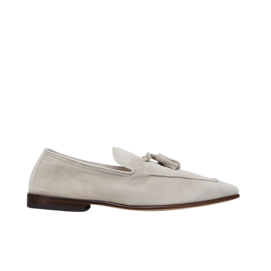 Mocassins BRUNELLO CUCINELLI à glands daim beige sable