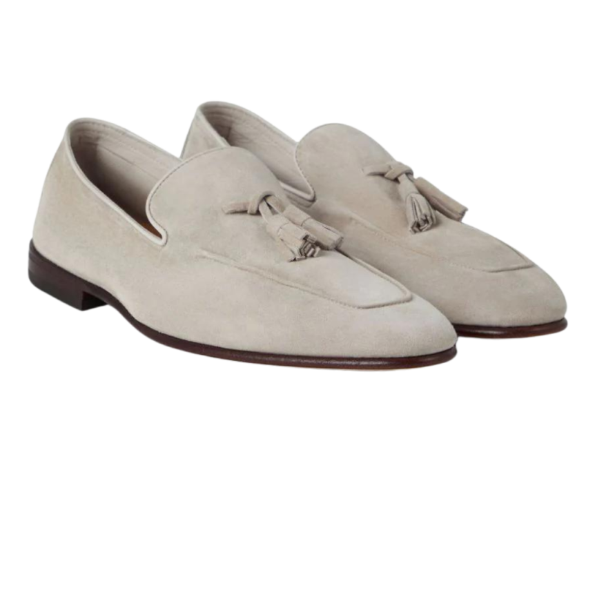Mocassins BRUNELLO CUCINELLI à glands daim beige sable
