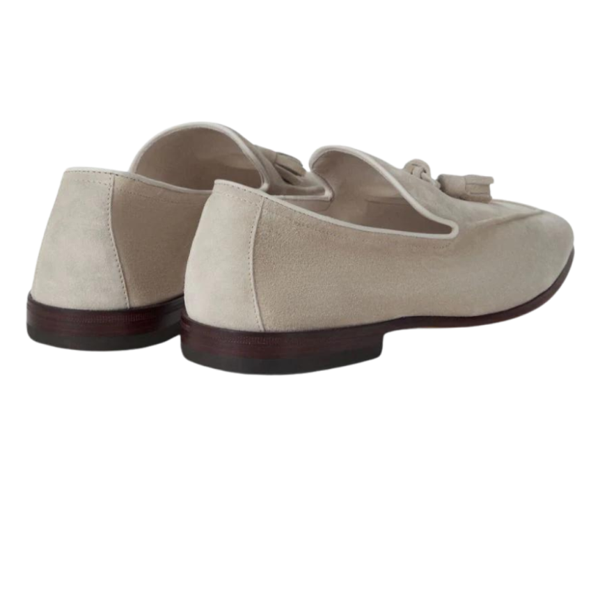 Mocassins BRUNELLO CUCINELLI à glands daim beige sable