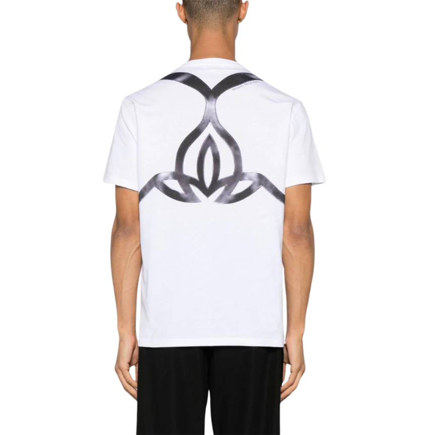 T-shirt ALEXANDER MCQUEEN col rond coton blanc imprimé Harnais noir