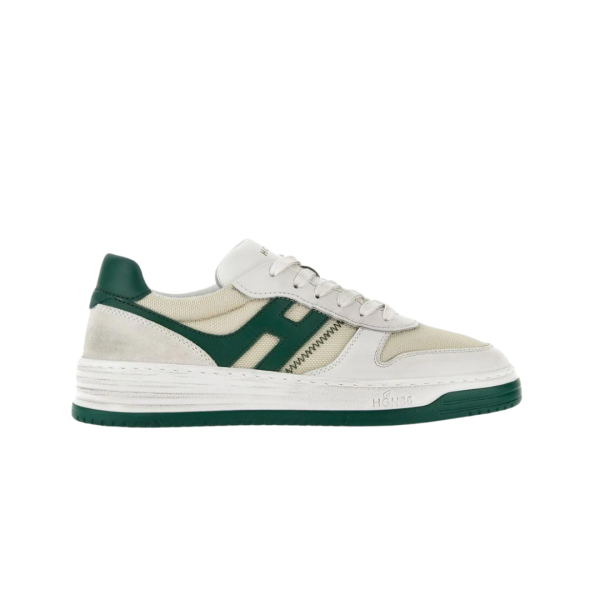 HOGAN Baskets H630 patch logo cuir beige H vert