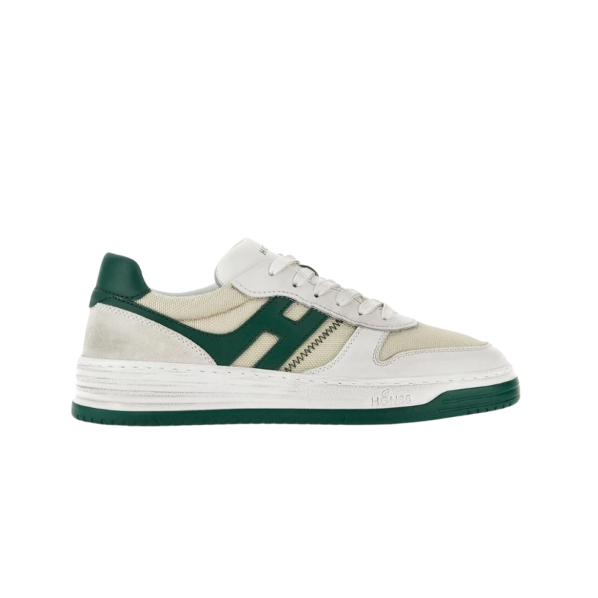 HOGAN Baskets H630 patch logo cuir beige H vert