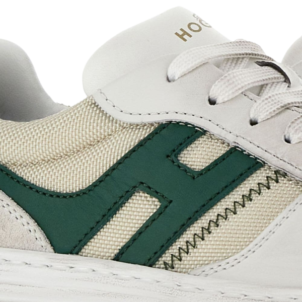 HOGAN Baskets H630 patch logo cuir beige H vert