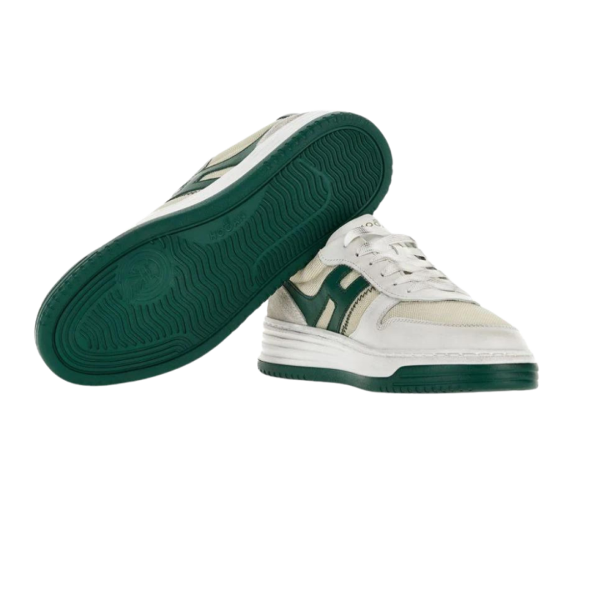 HOGAN Baskets H630 patch logo cuir beige H vert