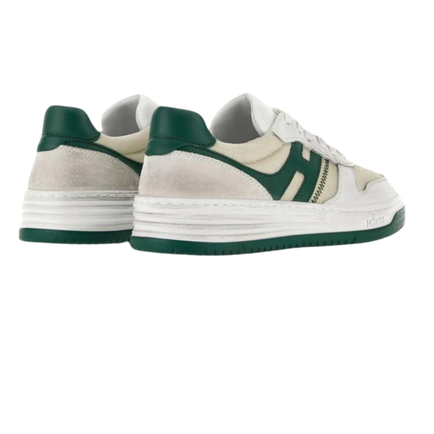HOGAN Baskets H630 patch logo cuir beige H vert