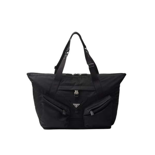 Sac de voyage PRADA Re-Nylon cuir noir logo triangle