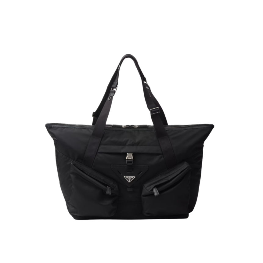 Sac de voyage PRADA Re-Nylon cuir noir logo triangle