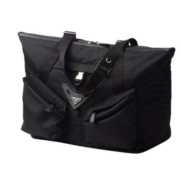 Sac de voyage PRADA Re-Nylon cuir noir logo triangle