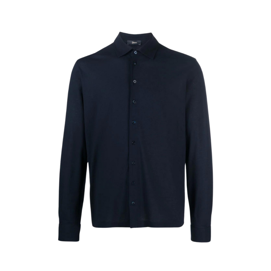 Chemise manche longue HERNO jersey coton bleu marine