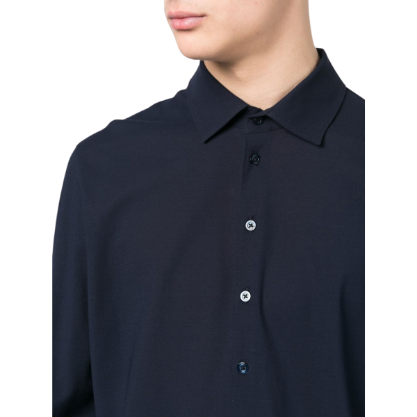 Chemise manche longue HERNO jersey coton bleu marine