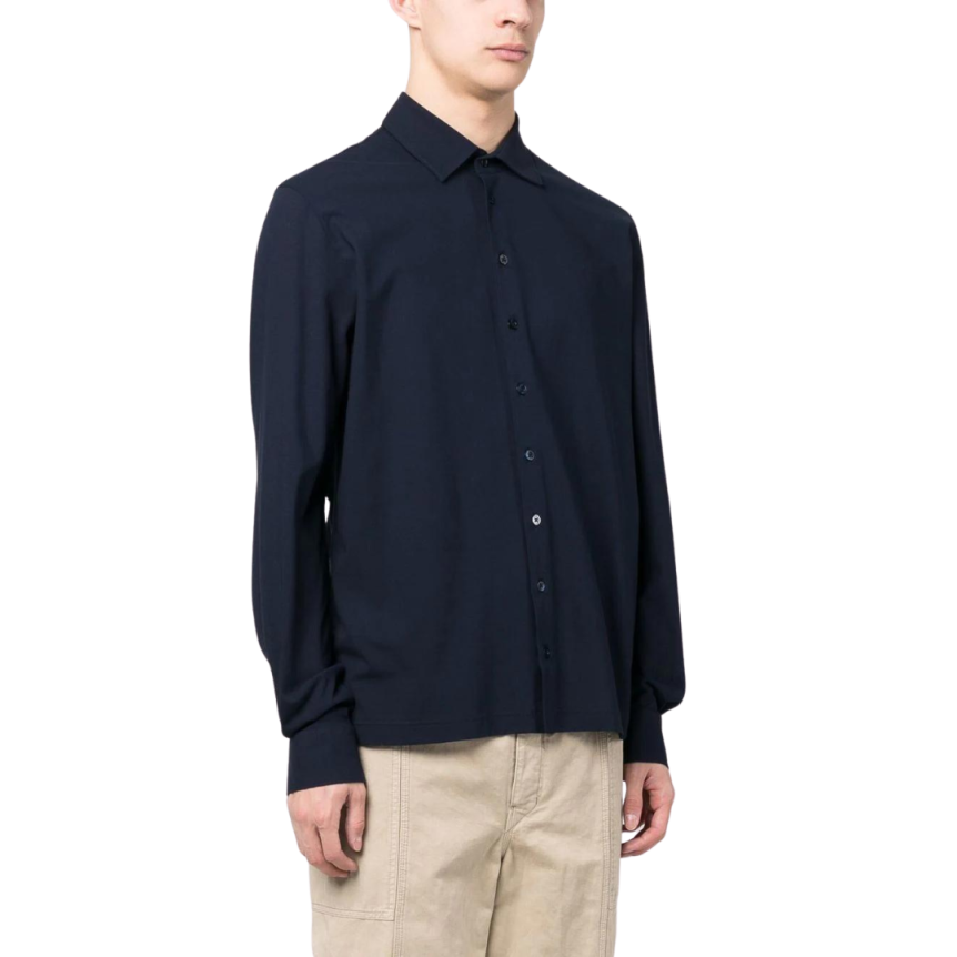 Chemise manche longue HERNO jersey coton bleu marine