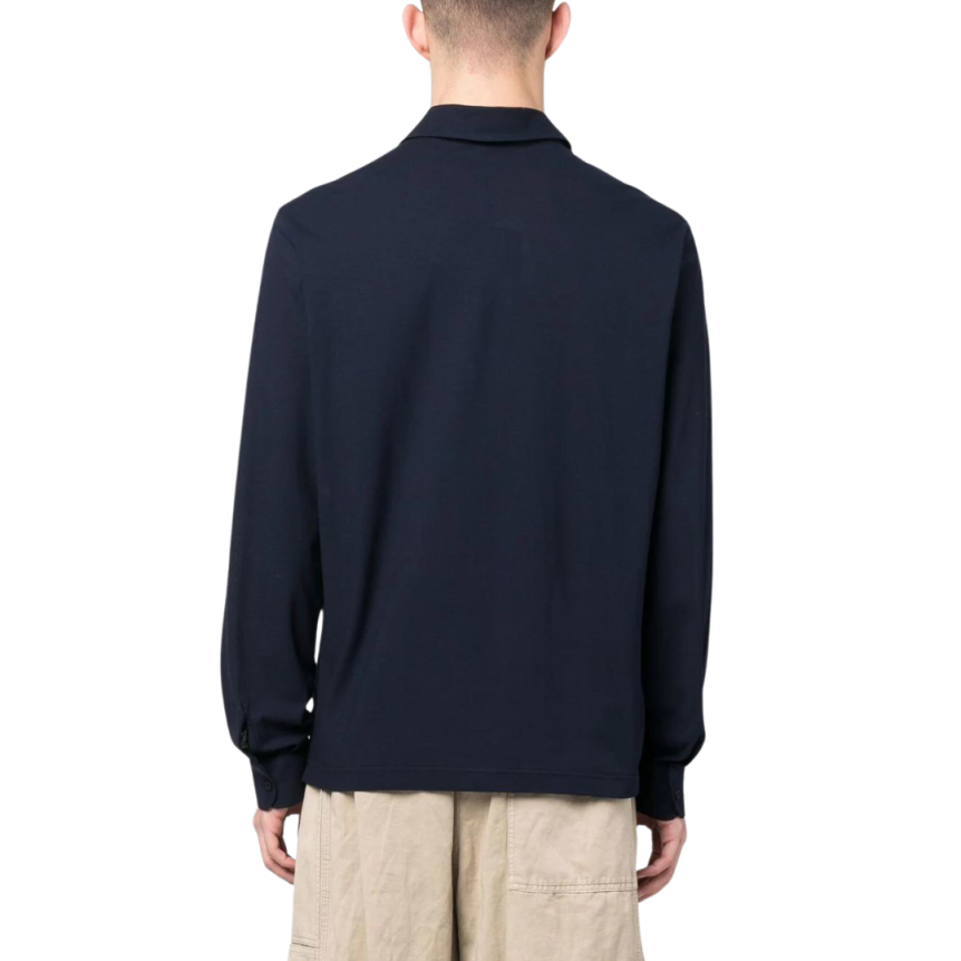 Chemise manche longue HERNO jersey coton bleu marine