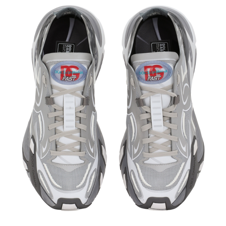 Baskets DOLCE & GABBANA Fast maille structurée grise argent