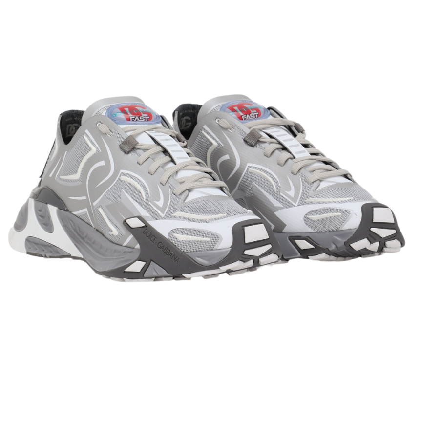 Baskets DOLCE & GABBANA Fast maille structurée grise argent